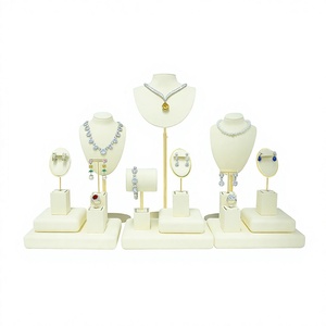 Dark Blue Microfiber Simple Jewelry Display Stand with <b>Necklaces</b> Earrings <b>Rings</b> Holder for Shops Cases & Displays - Product Image 2
