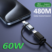 Adaptateur Type-C vers 8 broches, charge rapide 60W avec synchronisation des données pour iPhone iPad Apple Series, convertisseur USB-C