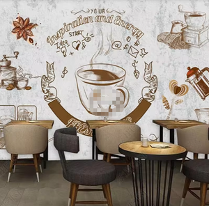 Retrò europeo muro di cemento caffetteria sfondo carta da parati parete <span class=keywords><strong>caffè</strong></span> - Product Image 1