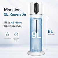 Humidificateur d'air ultrasonique moderne de 9 litres à brume froide avec télécommande, idéal pour chambre de bébé, brume réglable, usage domestique et croissance des plantes