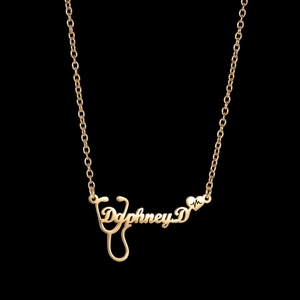 Wholesale Custom Name Pendant <b>Necklace</b> Gold Plated Stethoscope Design Daphney <b>D</b> Heart Charm Everyday Wear - Product Image 1