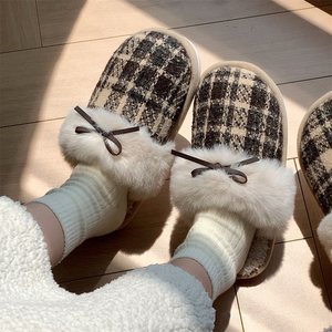 New Casual Winter Warm Slippers Cute Bow Tie PVC Couple Set - Product Image 5