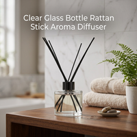 Diffuseur d'arômes à prix compétitif, décoration d'intérieur haut de gamme, bouteille ronde en verre, diffuseur à bâtonnets parfum jasmin pour décoration de table