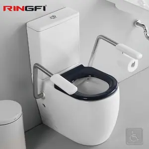 Keramik Dual Flush cacat dua bagian Toilet rumah sakit sanitasi lemari air putih difabel lemari lantai terpasang Toilet untuk orang tua