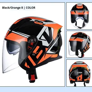 Nuevo Casco de Motocicleta ABS 3/4 para Hombre y Mujer con Lentes Dobles Integradas, Seguro para Conducir Scooters, Aprobado por DOT, Diseño Gráfico <span class=keywords><strong>Ibk</strong></span>, para Todas las Estaciones - Product Image 4