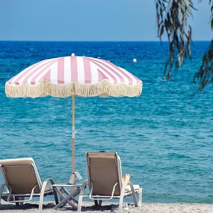 Parasol en bois à franges pour extérieur, protection solaire, plage, bord de mer, piscine, cour, camping - Product Image 1