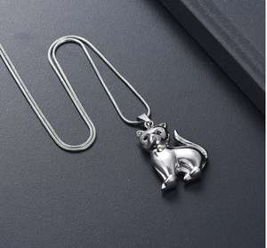 Perhiasan Kremasi Perak/Rose Gold untuk Tempat Abu Hewan Peliharaan Liontin Kucing Cantik Kalung Guci Liontin Peringatan untuk Wanita/Pria - Product Image 5