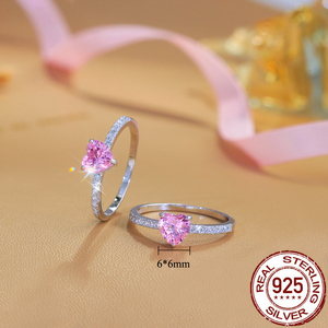 <span class=keywords><strong>Bague</strong></span> en argent sterling 925 véritable avec zircon blanc et zircon rose en forme <span class=keywords><strong>de</strong></span> cœur, <span class=keywords><strong>bague</strong></span> <span class=keywords><strong>de</strong></span> fiançailles pour femme et fille, idéale pour les fêtes, avec placage rhodium - Product Image 4