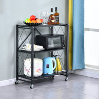 Chariot de rangement pliable à 3/4/5 niveaux, étagères organisatrices en fil métallique, petit chariot portable pré-assemblé avec roulettes