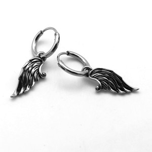 yunnique Titanium Steel Wing Hoop <b>Earrings</b> 316 Stainless Steel Unisex Jewelry Geometric Design Fashion <b>Cuff</b> <b>Earrings</b> - Product Image 2