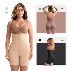 Hexin Cremallera Cintura alta Cintura elástica ancha Control de barriga para mujer Body Shaper Colombianas Butt Lifter BBL Shorts - Product Image 4