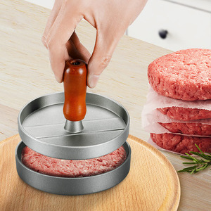 Envío Rápido: Prensa para Hamburguesas de Acero Inoxidable Antiadherente con Mango de Madera y Caja, Accesorios para Barbacoa - Product Image 5