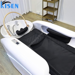 KISEN Lit de lavage de cheveux de luxe électrique automatique avec hydrothérapie et massage pour salon de coiffure, fauteuil de spa capillaire et bac à shampoing - Product Image 4