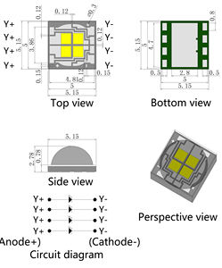 出售5050陶瓷Smd 585-595nm黄色大功率12w 4in1发光二极管芯片 - Product Image 3