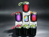 Harga Pabrik H102 Lampu LED Berkedip Speaker BT Portabel Nirkabel Suara Keras Bulat Karaoke Pesta Mini Speaker 5W Bass