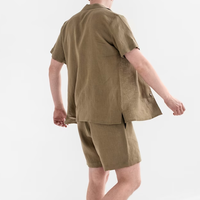 Camisa con botones relajados para hombre, ropa de lino y algodón, ropa de playa de dos piezas para hombre, traje para caminar de 2 piezas de verano de fibra flexible 100% blanco para hombre