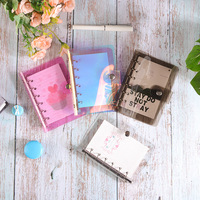 PVC souple A5/A6/A7 Budget Planner Binders Laser Shinning Loose Leaf Rings Binder Cover Noir Rose Transparent Notebook Cover