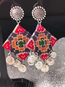 Quality Assured Lightweight Boho Chic Drop Earrings Modern <b>Fabric</b> Jewellery for Casual Outings Oxidised Work - Product Image 3