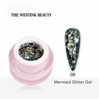Haute qualité UV LED brillant gel pailleté nail art sirène paillettes semi-permanente marque privée uv vernis à ongles gel