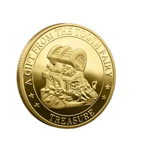 Factory Price Tooth Fairy Gold Coins Children's Gift Tooth Metal Commemorative Coin Treasure