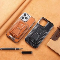 Étui de téléphone magnétique en cuir PU de haute qualité pour iPhone 16 15, porte-cartes, étui de téléphone professionnel en matériau PC