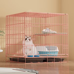 Hiện đại đa cấp trong nhà mèo lồng tiết kiệm không gian <span class=keywords><strong>Stackable</strong></span> dây sắt bao vây hệ thống có thể gập lại với khay nhựa Pallet - Product Image 1