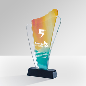New Creative Crystal Crafts Trophy Excellent Employee Colorful Printing Crystal Glass Trophies