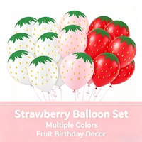 Lot de ballons en latex imprimés de 12 pouces, motifs fraise et pastèque, pour décorations de fêtes d'anniversaire et de vacances, vente en gros