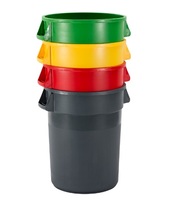 Poubelle ronde en plastique avec couvercle, grande capacité, poubelle extérieure, seau à déchets en plastique robuste pour jardin et collectivité