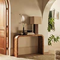 Table console American Art Mappa Burl, table d'entrée en forme de U avec bord cascade pour hall d'entrée de luxe et couloir haut de gamme, pièce maîtresse
