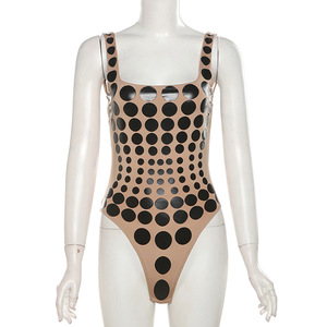Mono Ajustado sin Mangas con Estampado de Lunares, Sexy y a la Moda para Mujer, Primavera 2024 - Product Image 6