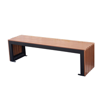 Mobilier urbain moderne banc de jardin banc en acier inoxydable sièges de parc jardin en bois patio extérieur bancs en acier inoxydable
