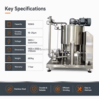 Nouvelle machine à broyer les chocolats TUORONG, capacité de 100 kg, haute productivité, pour le broyage du chocolat, de la sauce aux pistaches et de la pâte de noix