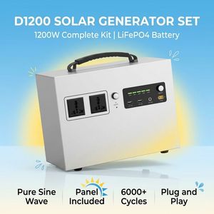 Generador Solar D1200 de 1200W, Estación de Energía Portátil, Kit Completo, Onda Sinusoidal Pura, para Hogar y Exteriores - Product Image 4