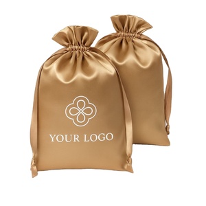 Custom Satin Soft Drawstring Bags With Logo Printing Pouches for <b>Hair</b> Jewelry Cosmetics and Underwear Storage Gift <b>Bonnet</b> - Product Image 1