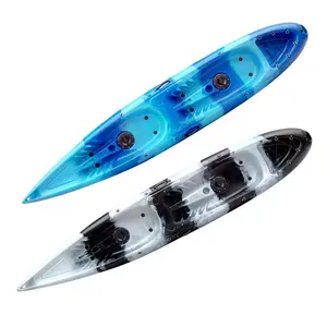 Factory Wholesale 12.8ft Paddle Kayak LLDPE Sit On Top River 2 Person Kayak Canoe With Double Seats