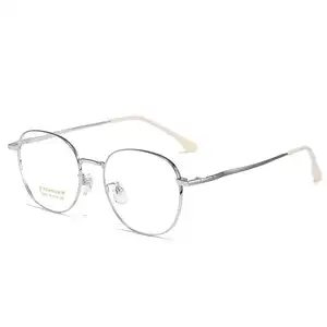 Fabrik Großhandel halb Titan Material runde Mode Anti-Blaulicht Brillen verschreibung pflicht ige Brillen Rahmen