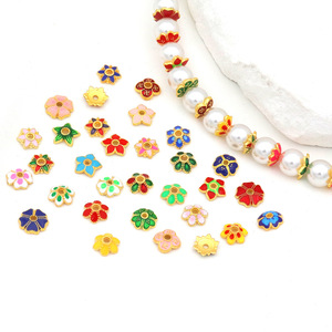 ตัวเรือนลูกปัดลายดอกไม้เคลือบทอง 18K สำหรับงาน DIY เครื่องประดับ อุปกรณ์เสริมสำหรับทำสร้อยข้อมือและสร้อยคอ - Product Image 3