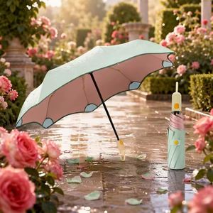 Nouvel Arrivage Parapluie Pliant Automatique à Trois Plis Motif Lotus Coloré avec Logo Personnalisé Mignon Vente en Gros - Product Image 3