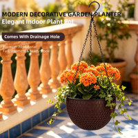 Pot de fleurs PP traditionnel de luxe avec trous de drainage auto-arrosants, capacité de 4,74 L, design panier suspendu durable, non revêtu