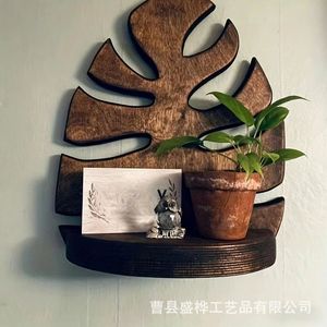 Wooden <b>Wall</b> <b>Mounted</b> <b>Shelf</b> With Plant Holder For Indoor Decor And Storage - Product Image 1