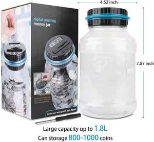 電気コインピギーバンク子供用大人用デジタルお金節約カウンター収納液晶ディスプレイ付き電気ボトルジャー - Product Image 6