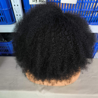 Perruque Lace Front 13x4x2 à Raie Latérale en Cheveux Humains Vierges Afro Kinky Bouclés, Couleur Naturelle, Style Afro Bob avec Ligne de Cheveux Naturelle