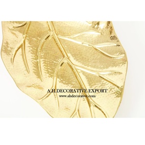 ถาดทรงใบไม้อลูมิเนียมสีล้วน,ถาดตกแต่งบ้านลายใบไม้สีทองสำหรับตกแต่งงานแต่งงานจานทองสไตล์ใหม่สำหรับโรงแรม - Product Image 3