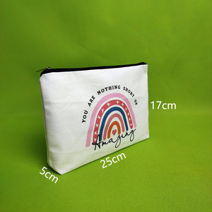 Trousse à cosmétiques <span class=keywords><strong>de</strong></span> beauté avec logo personnalisé trousse <span class=keywords><strong>de</strong></span> toilette en toile <span class=keywords><strong>de</strong></span> coton biologique avec fermeture éclair et poignée - Product Image 4