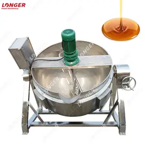 300L Steam Gas Syrup Cooking Mixer Boiling Vat Pot Equipment Industrial Soup Kettle