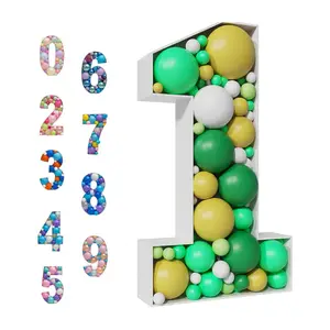 DIY New Mosaic Number Balloons Frame Filling Box Balloon Stand Box For Baby Shower Birthday Wedding Party