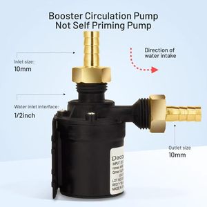 Pompe à eau Daco Min 12V DC 3,43 GPM 19,6 pieds de hauteur de refoulement, moteur sans balais avec adaptateur pour chauffe-eau solaires, pompe à eau solaire 12V DC Ultra - Product Image 3