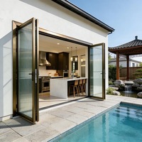 Porte pliante en aluminium à double vitrage, design moderne EBON, pour balcon extérieur, villa, patio, usage commercial, thermique