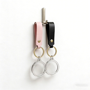 Portachiavi in Acrilico Personalizzato con Cinturino in Pelle PU, Mini Cornice Rotonda in Plastica per Foto, Regalo Aziendale Fai-da-Te - Product Image 4